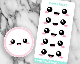 Kawaii Face Sticker Sheet
