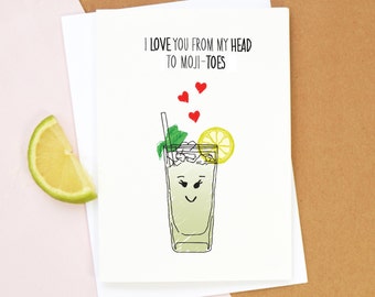 Mojito Valentine's Card, Birthday Card, Mojito, Cocktail, Anniversary Card, Boyfriend, Girlfriend, Valentines Day, Funny Valentines Card