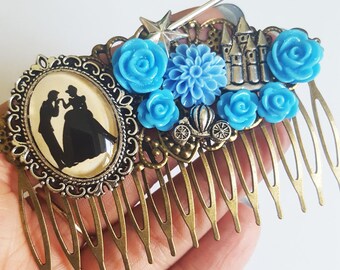 Cinderella Prince Charming Disney Silhouette Fairytale Cameo Handmade Bridal Hair Comb Wedding Hair Disney Wedding Gift for Her