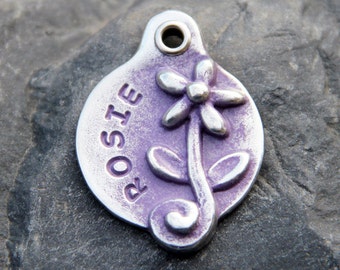 Flower Dog Tag - Pet Tag - Custom Pet ID Tags - Dog Name Tag - Dog ID Tag - Pets Accessories - Dog Identification Tag - Dog Collar Tag