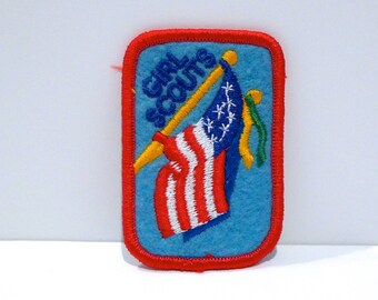 American Flag Patch Your Choice Vintage US flag embroidered patch Girl Scouts red white and blue Flag Ceremony Wavy Waving Stars and Stripes