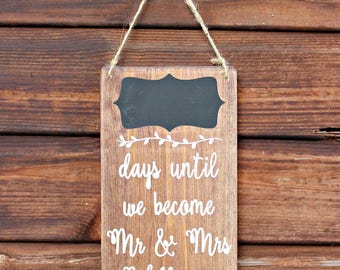 Personalised Wedding Countdown Sign - Woodland Wedding - Rustic Weddings - Made in UK - Countdown Sign - Engagement Gift - Mr & Mrs Gift