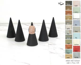Wood Jewelry Displays, Ring Cone Displays Set of 5, Ring Holder, Ring Cones, Ring Organizer, Retail Fixtures, Trade Show Displays