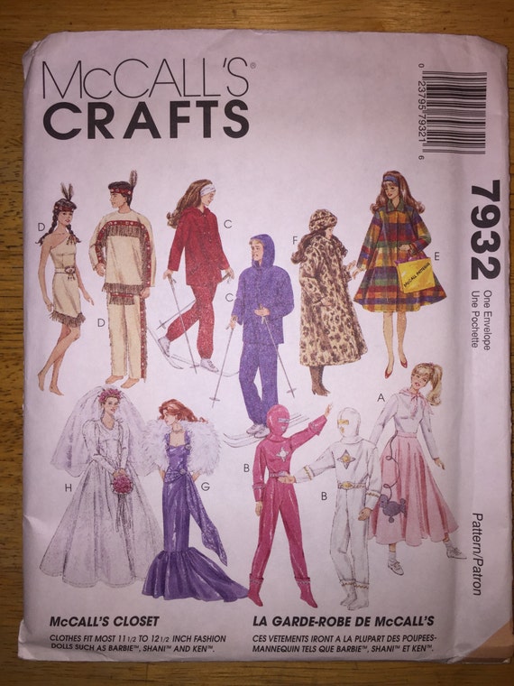 McCall's Crafts Sewing Pattern 7932 Clothes for 11 1/2" - 12 1/2" Fashion Doll