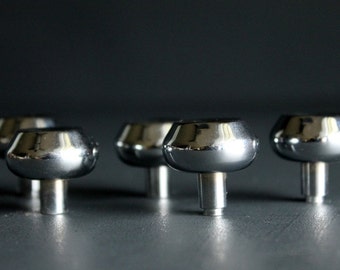 Vintage Drawer Pulls Polished Stainless Steel Metal Cabinet Hardware Set Of Five 5