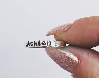 Sterling Silver Name Ring, Birthstone ring, Personalized Name Ring, Stackable Rings, Mommy Name Ring, Birthstone name ring, Mother Ring, 3mm