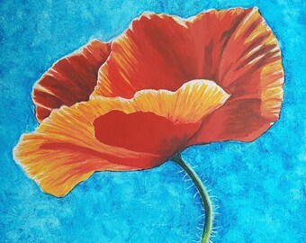 Red Poppy Original Acrylic Painting