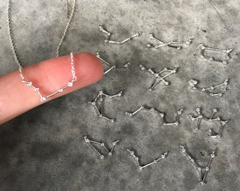 Zodiac necklace, birth sign jewelry, constellation jewelry, Aries, Pisces, Taurus, Gemini, Leo