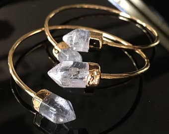 Crystal Quartz Cuff Bracelets