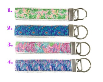 Lily Pulitzer Key Fobs-Lily inspired-Wristlet-Lily Pulitzer Wristlet-Gold Stitching-Cute Wristlets