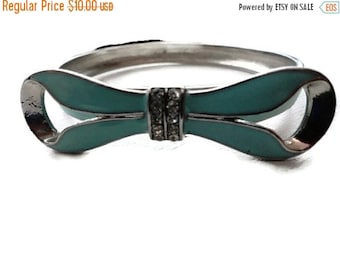 SALE Teal Silver Bow Bracelet Vintage