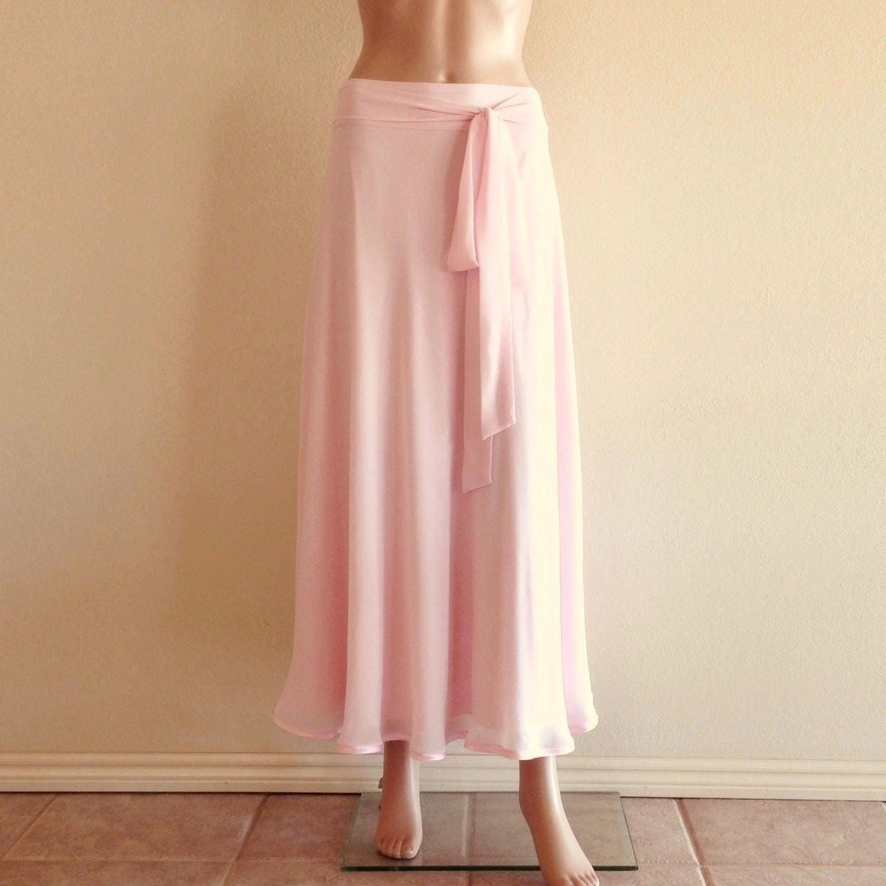 Blush Pink Long Skirt. Blush Pink Bridesmaid Skirt. Chiffon
