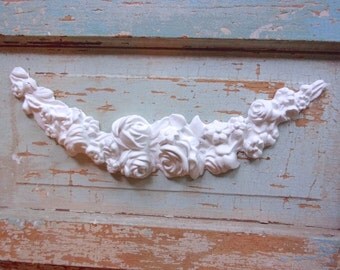 Shabby Chic FURNITURE APPLIQUES Large Rose Swag Flexible Paintable No limit shipping 5.95 USA