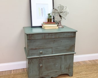 Antique Storage Cabinet - Primitive Cabinet - Bathroom Cupboard - Farmhouse Nightstand - Side Table with Storage - Small Storage Cabinet