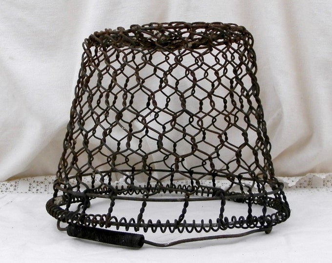 Round Antique French Country Kitchen Metal Wire Oyster Basket, French Country Decor, Retro Rustic Shabby Chic Kitchenware, Wireware France