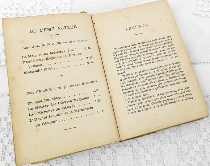 Antique French Early Text Book about Electricity with Illustrations 184 pages Pre 1897, Victorian Hobby Entertainment Curios from France