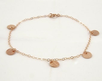 Rose Gold Disc Bracelet Dainty Bracelet Rose Gold Delicate Bracelet Layered Bracelet