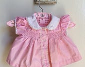 VTG Baby Girl Dress Pink Flowers Lace Sz 0-3M