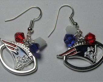 New England Patriots Earrings, Patriots Charm Earrings, Football Jewelry, New England Patriots Fan Jewelry, Gifts For Her, Clip on Earrings