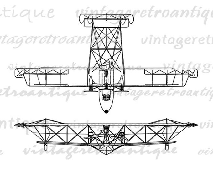 NC-4 Flying Boat Airplane Digital Image Download Printable Graphic Vintage Clip Art Jpg Png Eps HQ No.1701