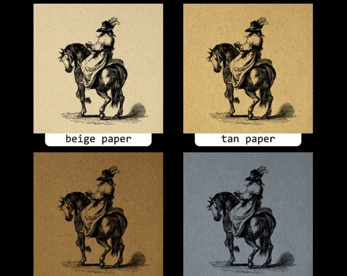 Digital Image Lady Riding Horse Printable Woman Riding Horseback Graphic Download Vintage Clip Art Jpg Png Eps HQ 300dpi No.2335