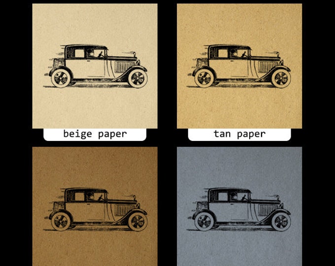 Printable Digital Antique Automobile and Driver Download Auto Graphic Vintage Car Image Jpg Png Eps HQ 300dpi No.133