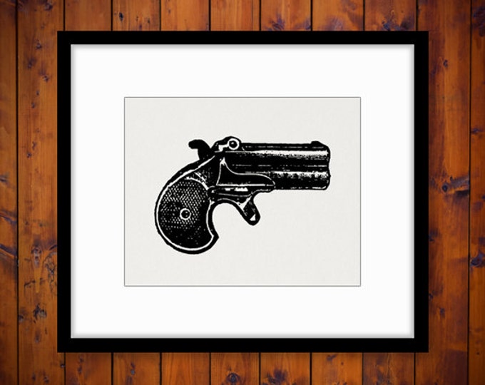 Derringer Printable Image Download Pistol Gun Graphic Illustration Digital Vintage Clip Art Jpg Png Eps HQ 300dpi No.1386