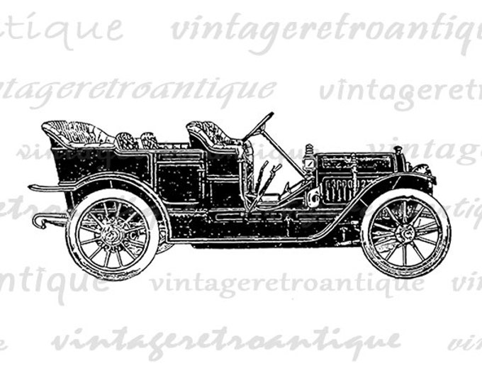 Printable Antique Car Image Download Vintage Automobile Graphic Digital Clip Art Jpg Png Eps HQ 300dpi No.1149