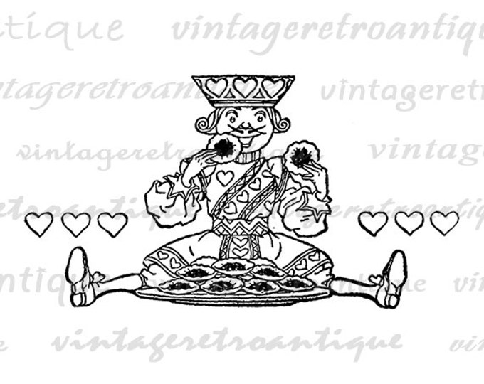 Alice in Wonderland King of Hearts Image Printable Digital Download Graphic Vintage Clip Art Jpg Png Eps HQ 300dpi No.2518