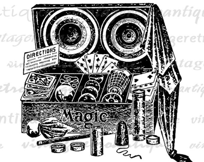 Antique Magic Kit Image Printable Digital Illustration Download Graphic Vintage Clip Art Jpg Png Eps HQ 300dpi No.1278