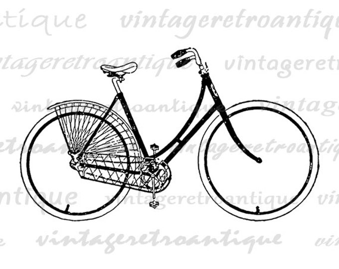 Vintage Bicycle Printable Graphic Digital Antique Bike Image Download Artwork Clip Art Jpg Png Eps HQ 300dpi No.4117