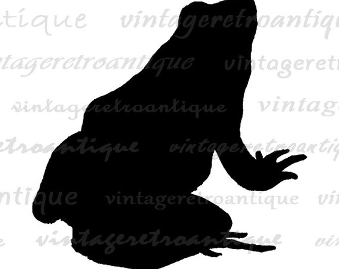 Digital Image Frog Silhouette Graphic Illustration Printable Download Antique Clip Art Jpg Png Eps HQ 300dpi No.3311