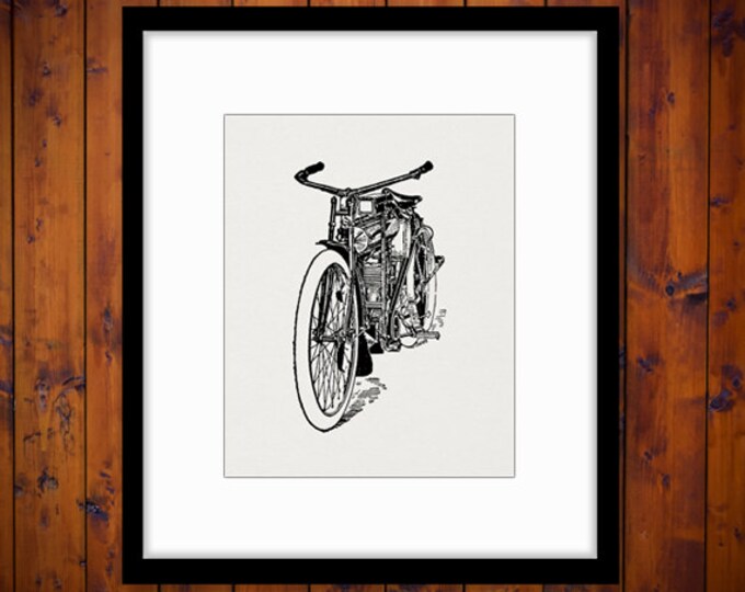 Motorcycle Digital Image Printable Antique Illustration Graphic Download Vintage Clip Art Jpg Png Eps HQ 300dpi No.3440