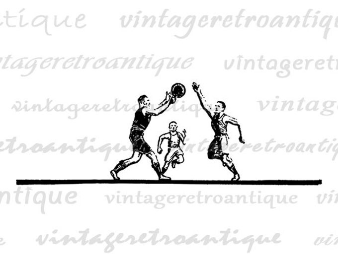 Digital Printable Vintage Basketball Players Download Basketball Image Graphic Antique Clip Art Jpg Png Eps HQ 300dpi No.4300