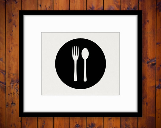 Printable Fork and Spoon Image Digital Food Restaurant Kitchen Graphic Silverware Download Vintage Clip Art Jpg Png HQ 300dpi No.4516