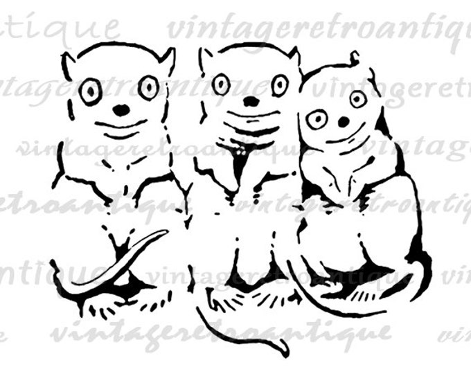 Printable Cute Squirrels Graphic Download Baby Animals Image Digital Vintage Clip Art for Transfers Printing etc HQ 300dpi No.821