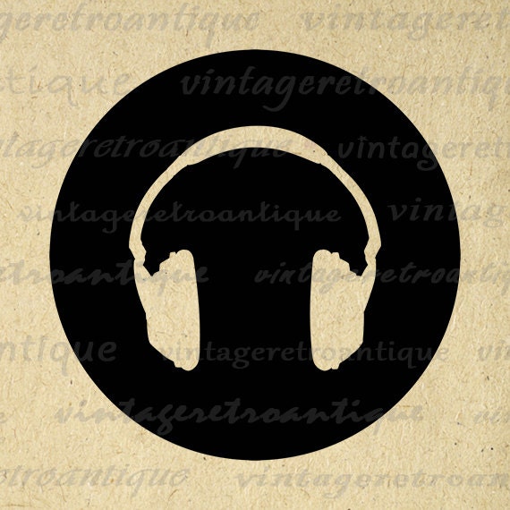 Printable Headphones Digital Graphic Music by VintageRetroAntique