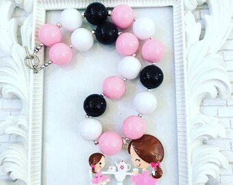 Chunky Necklace Tea Cup, Tea Party Jewelry, Rhinestone Tea Party Pendants, Girls Tea Party Beaded Necklace, Kids Tea Party Costume Jewelry