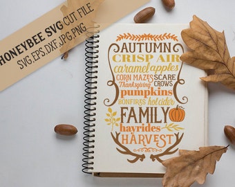 Autumn Subway Art svg Fall svg Autumn svg Subway Art svg Harvest svg Autumn words svg Fall words svg Silhouette svg Cricut svg eps dxf