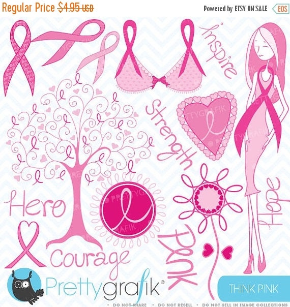 80% OFF SALE Breast cancer clipart commercial use, vector graphics, digital clip art, digital images - CL388 Il_570xn