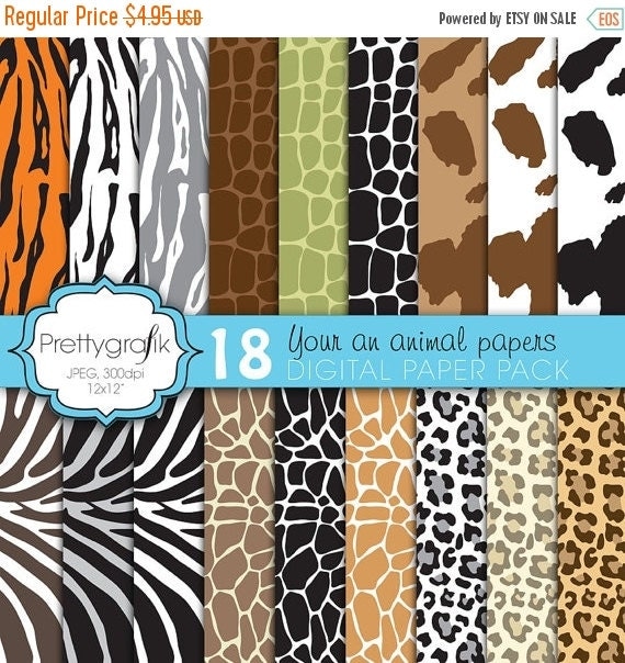 80% OFF SALE animal print digital paper, commercial use, scrapbook papers, background - PS593 Il_570xn