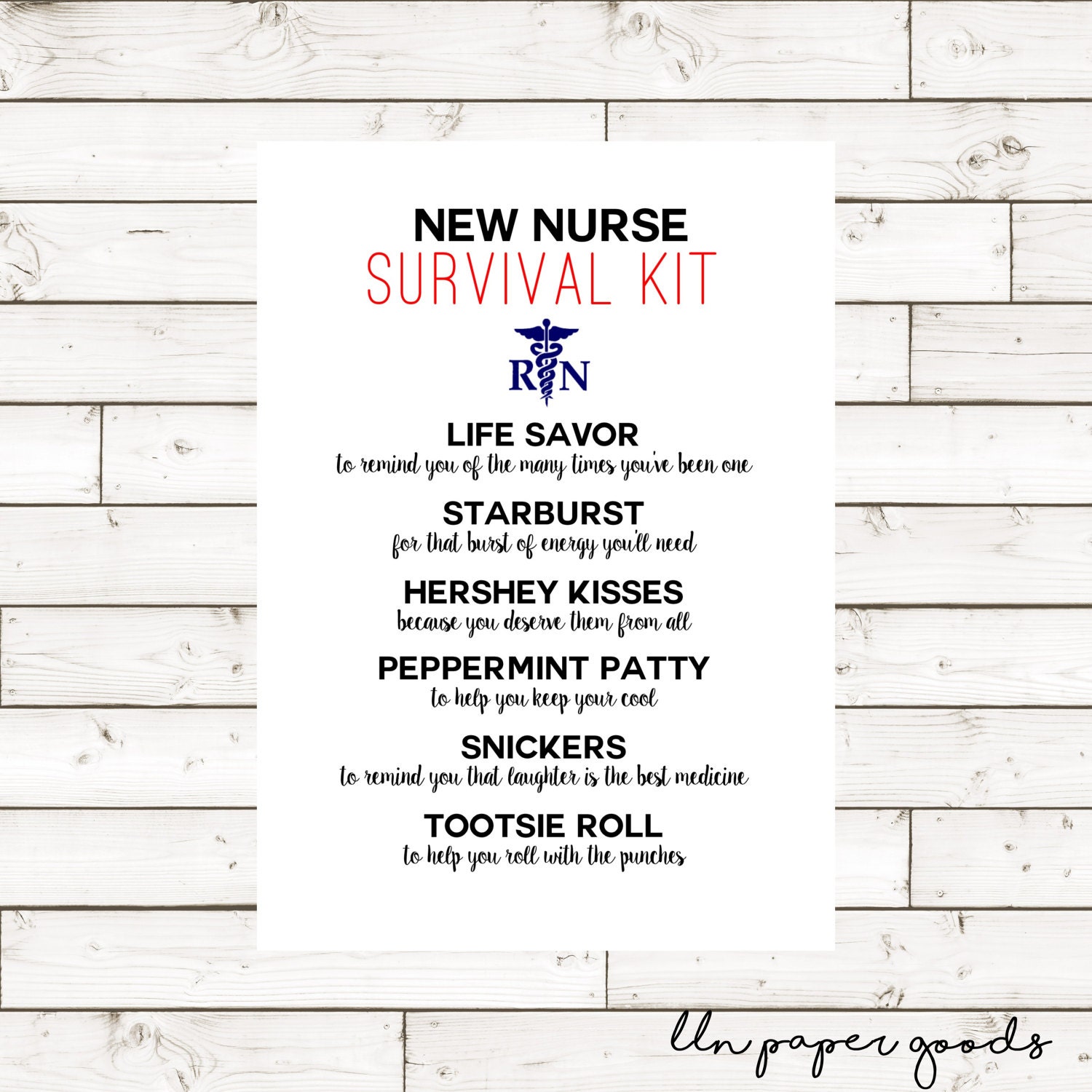New Nurse Survival Kit 5x7 Instant Download