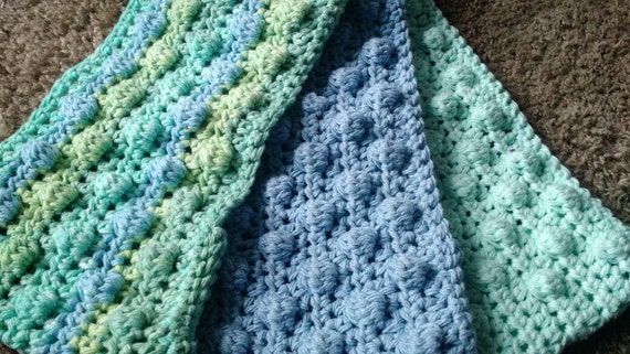 3 Crochet Swiffer covers in blue & green tones swiffer
