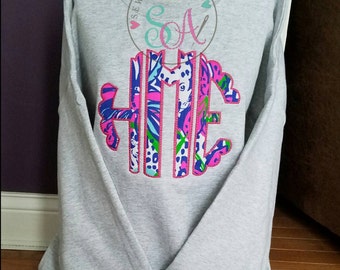 Large Lilly print/floral monogram sweatshirt