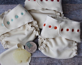 One size diaper cover, OS wool diaper cover, organic wool wrap, Organic Lavender, wool wrap diaper, wool soaker, night diapering, organic