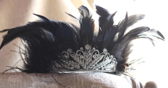 Feather crown black feather fascinator wedding headdress