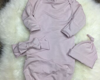 Gender Neutral Baby Layette Gown in Cross Your Heart/Newborn