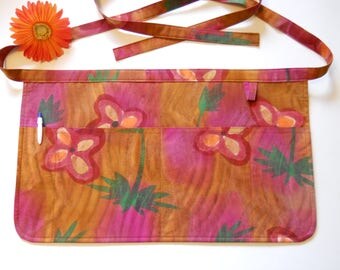 Batik Flower Server Apron / Four Pocket Utility Apron
