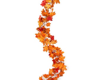 Red / Orange / Golden Mixed Colors Maple Leaf Leaves Autumn Fall Garland for Party Wedding Thanksgiving Decor