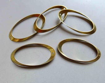 50pcs Raw Brass Oval Charms,Pendants,Findings 35mm x 18mm - F340
